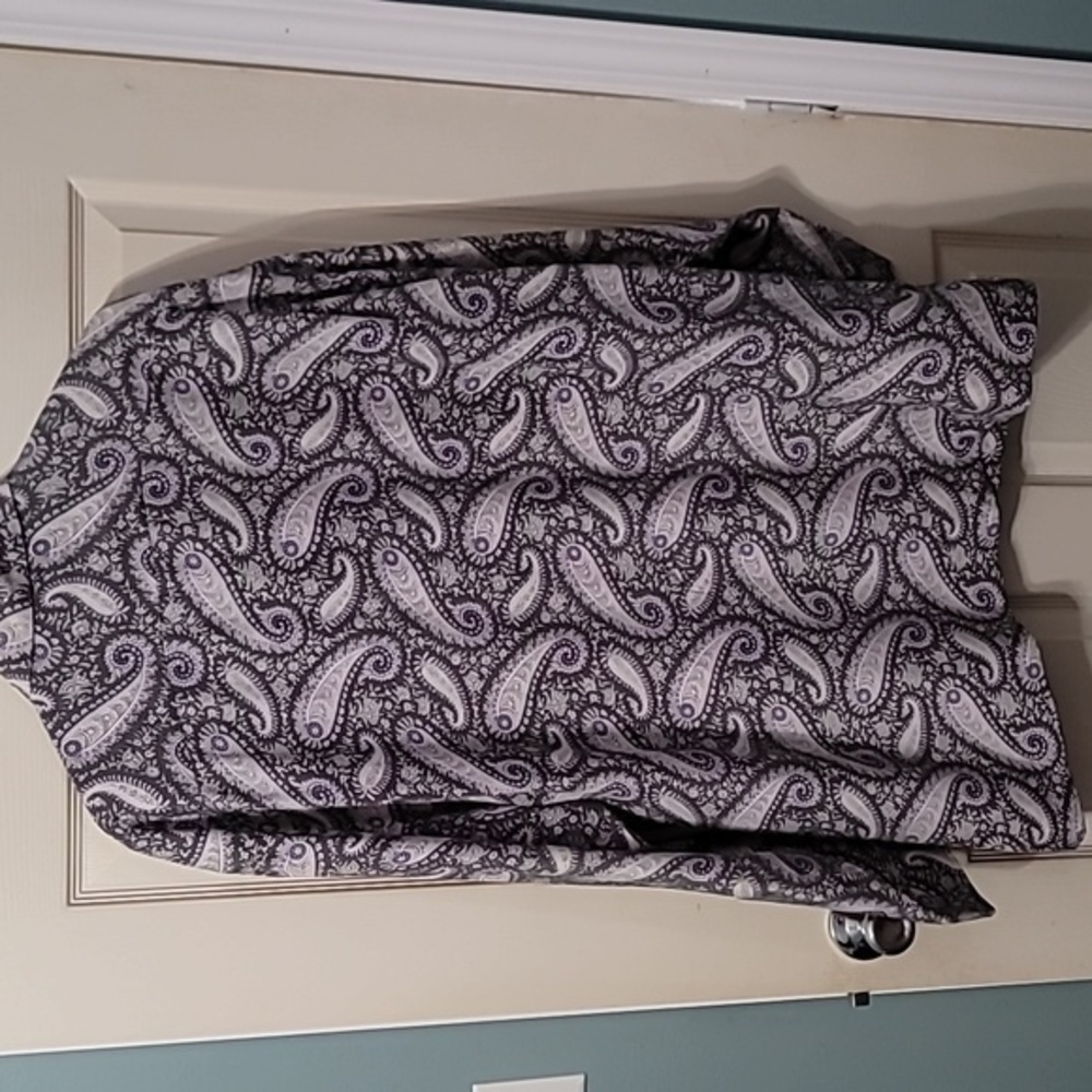 Paul Fredrick 100% Silk Grey/White/Purple Paisley Print LS BD Men's XXL - Picture 7 of 10
